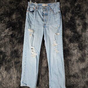 Levi’s Ribcage Straight Ankle Jeans Women’s 28 High Rise Light Wash